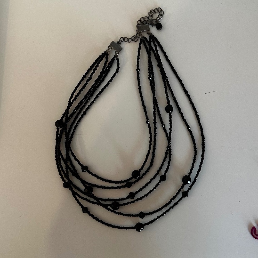 Jewelry:  Multi-strand black beaded ecklace